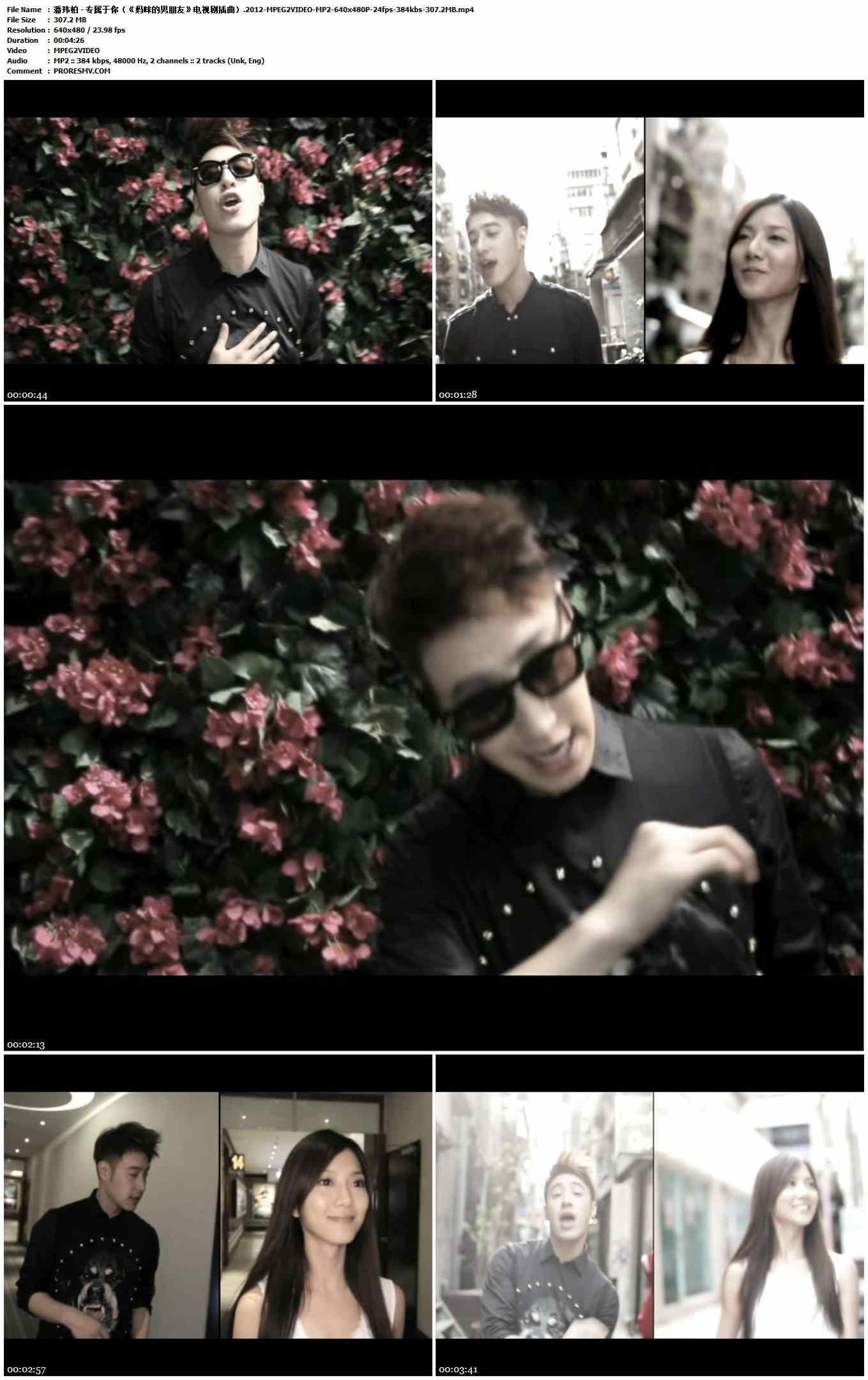 潘玮柏 - 专属于你（《妈咪的男朋友》电视剧插曲）.2012-MPEG2VIDEO-MP2-640x480P-24fps-384kbs-307.2MB官方MV_高清MV